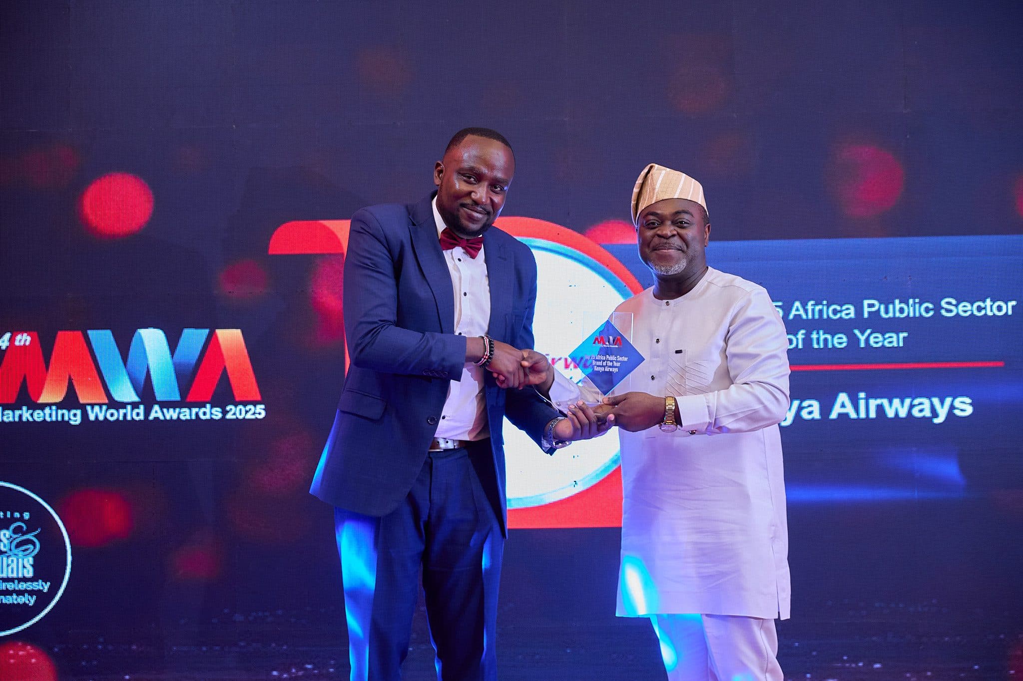 An award presented on stage at the Marketing World Awards